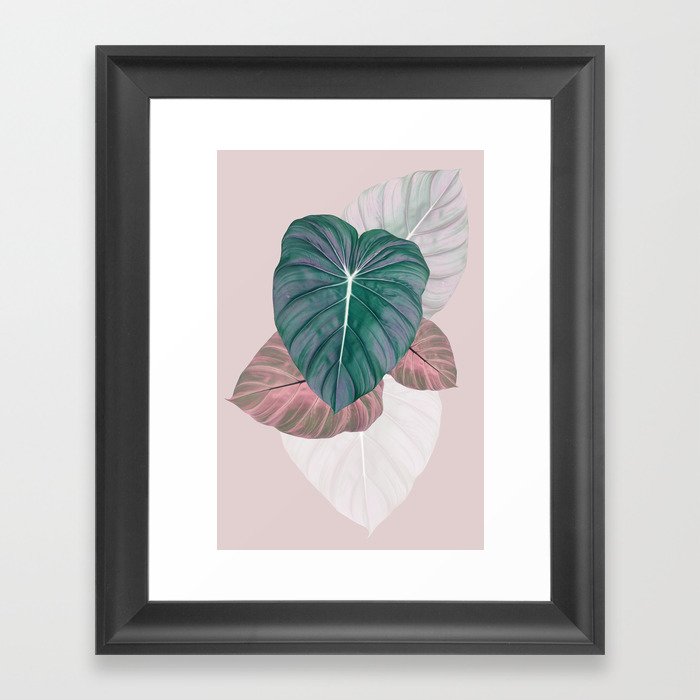 Pastel Leaves Framed Art Print