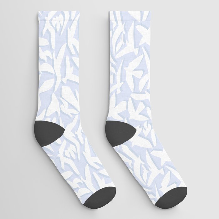 Abstract Seagulls in Airy, Light Blue Shades Socks