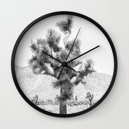 Twisted Joshua Tree - Black and White Photography Wall Clock | Cactus, California, Aesthetic, Nationalpark, Minimalist, Southwestern, Blackandwhite, Outdoors, Photo, Joshuatree 