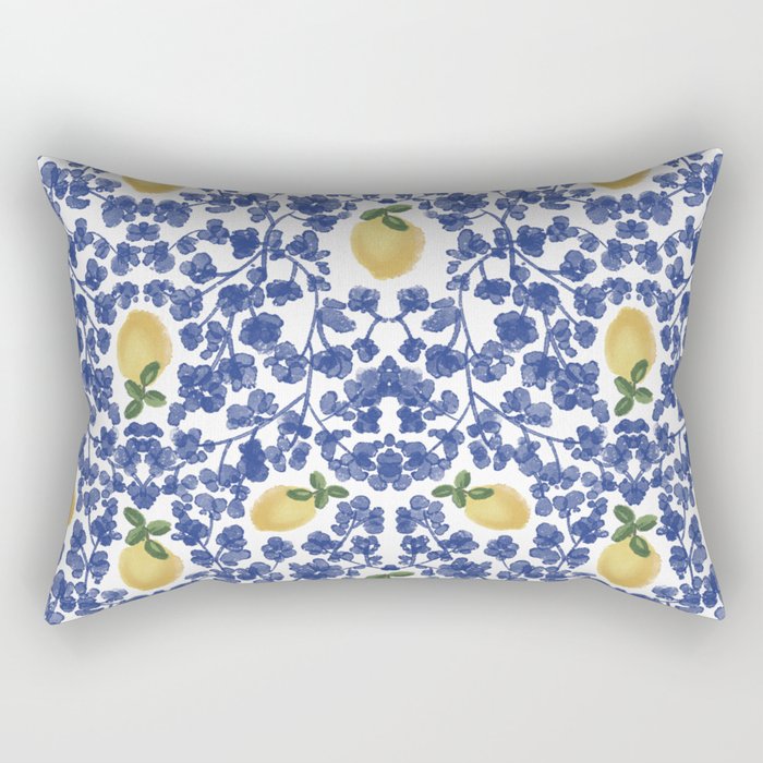 Chinoiserie Lemons Rectangular Pillow