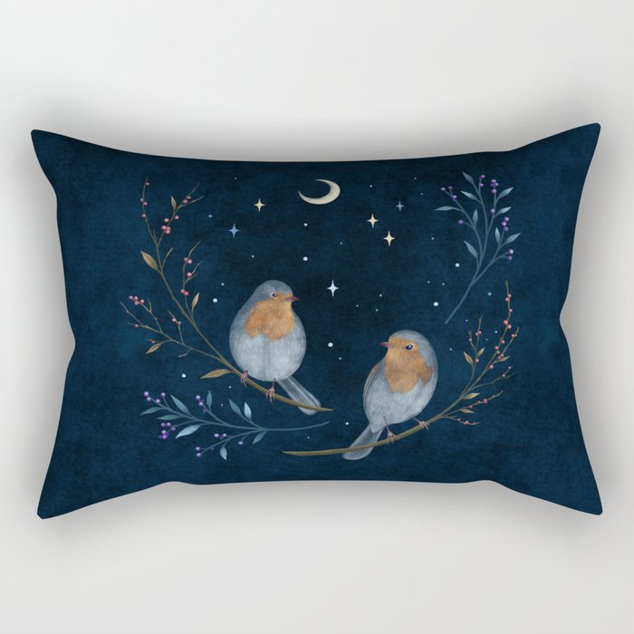 Birds and Berries Rectangular Pillow