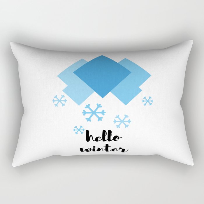 Hello winter in blue Rectangular Pillow