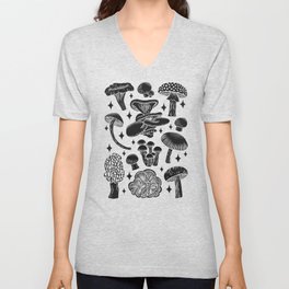 Texas Mushrooms – Black Silhouette V Neck T Shirt