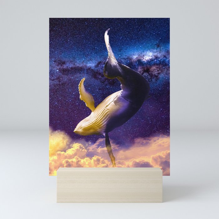 Dream Whale at Night Mini Art Print