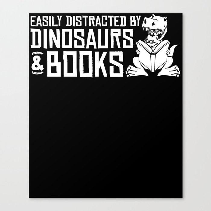 Dinosaur Book Reading Rex Read Funny Reader Canvas Print