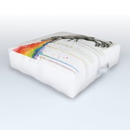 T-Rex Rainbow Puke Outdoor Floor Cushion | Animal, Splatters, Colors, Watercolor, Rainbows, Abstract, Illustration, Pop Art, Rainbow, Drawing 