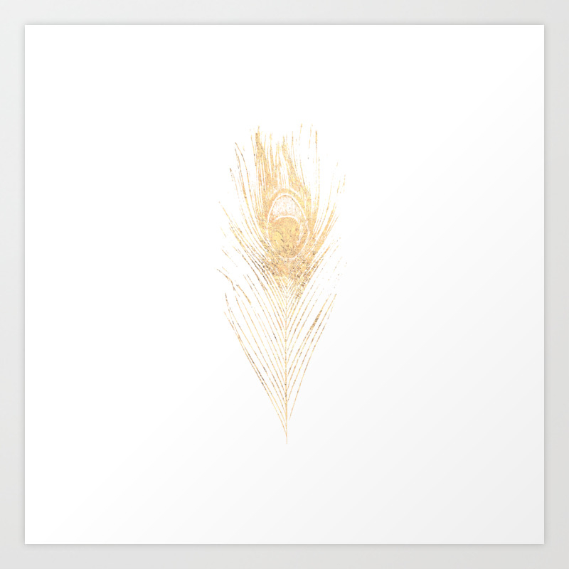Gold Peacock Feather Art Print By Joacreations Society6,Duck Line Drawing Images