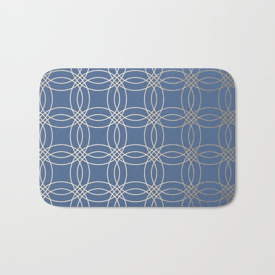 Simply Vintage Link in White Gold Sands and Aegean Blue Bath Mat