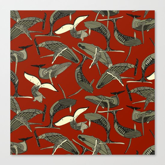 just whales red Canvas Print