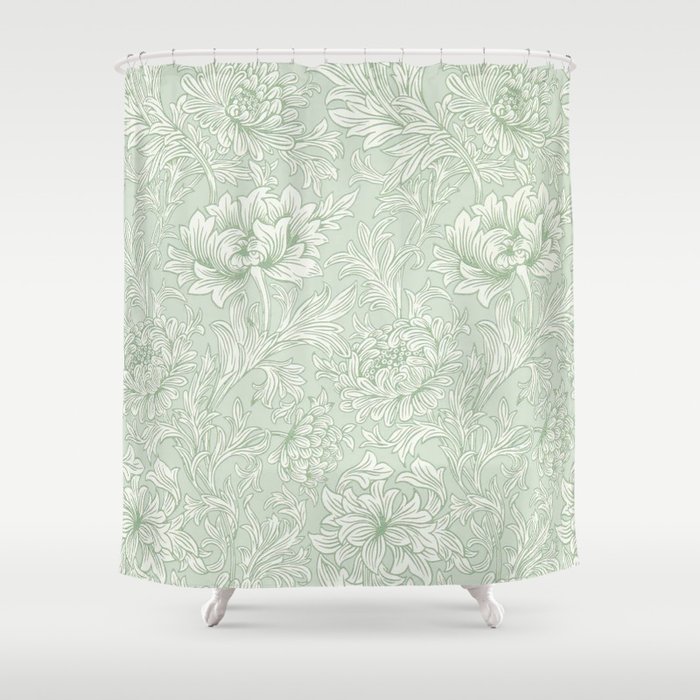 William Morris Chrysanthemum Toile Willow Green Shower Curtain