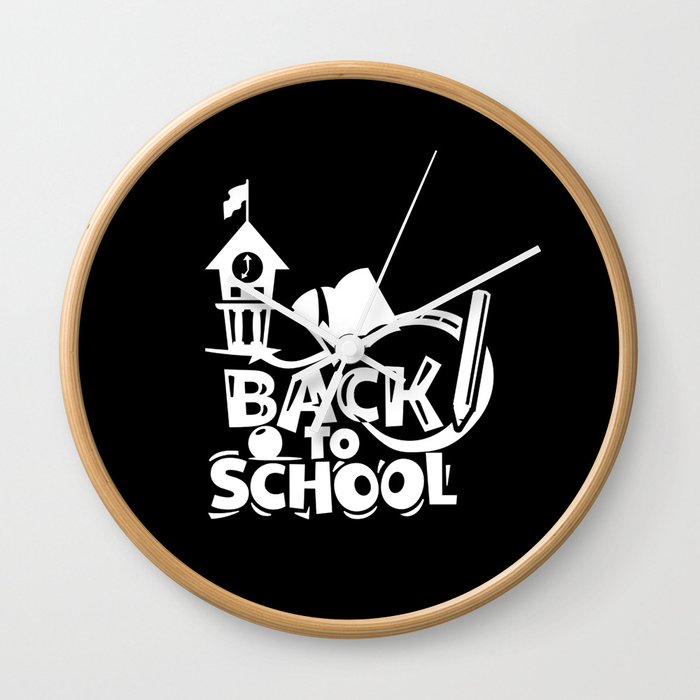 Cute Back To School Illustration Kids Quote Wall Clock