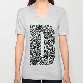 Alphabet Letter D Impact Bold Abstract Pattern (ink drawing) V Neck T Shirt