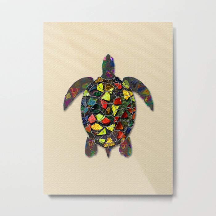 Animal Mosaic - The Turtle Metal Print