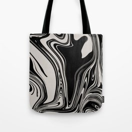 Liquid Swirl Abstract Pattern in Black and Gray Tote Bag