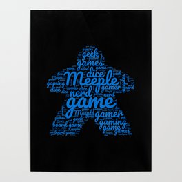 Blue Meeple Board Game Geek Word Art Poster