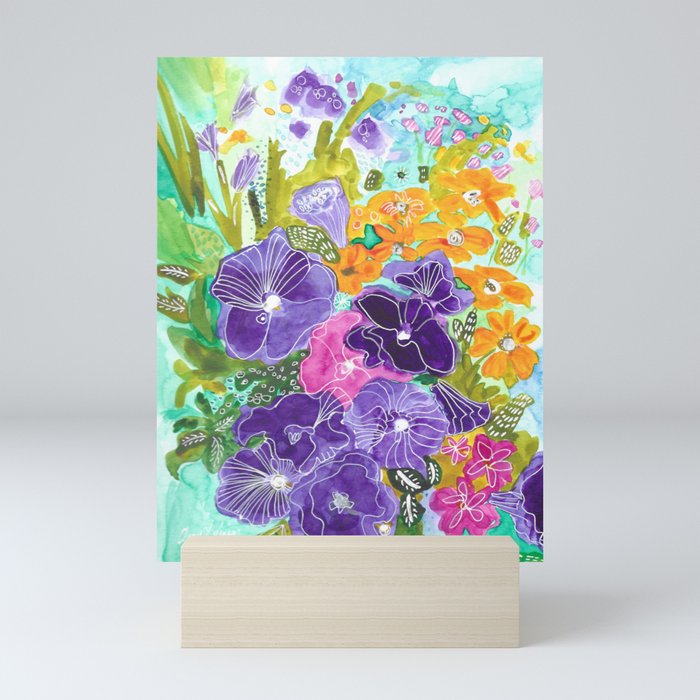 Purple Petunias Mini Art Print