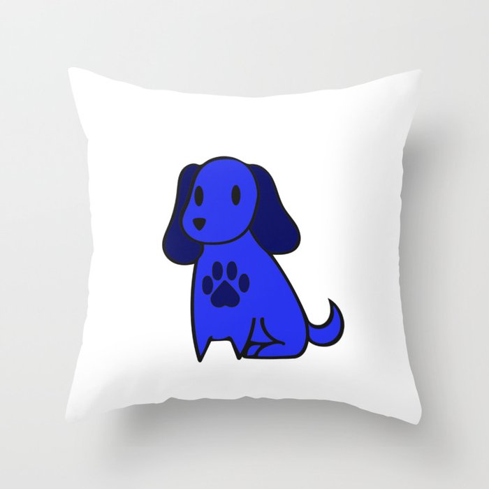 The Blue Dog With Paw Print Throw Pillow