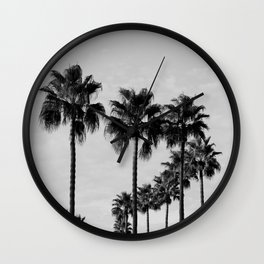 Palm Trees In A Row | Black & White | Mallorca, Spain | Travel Nature Fine Art Photography | Wall Clock | Mallorca, Vacation, Tropical, Nature, Minimal, Fineart, Black And White, Spain, Summer, Islandvibes 