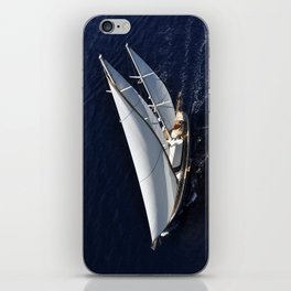 aerial photograph of luxury sailboat iPhone Skin
