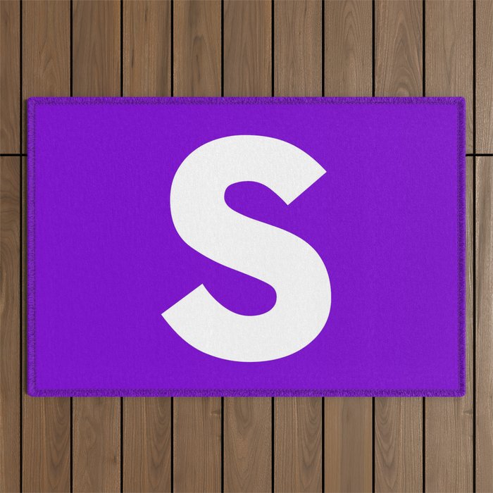 letter S (White & Purple) Outdoor Rug