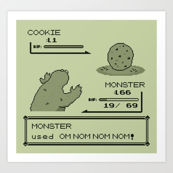 Cookiemon (Gameboy Original Version) Art Print