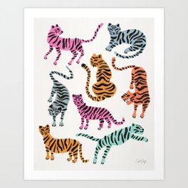 Tiger Collection – Pink & Blue Palette Art Print