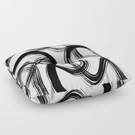 Wavy Brush Strokes - Black & White Floor Pillow