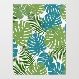 Tropical Garden Botanical Leaves Minimalist Pattern Poster