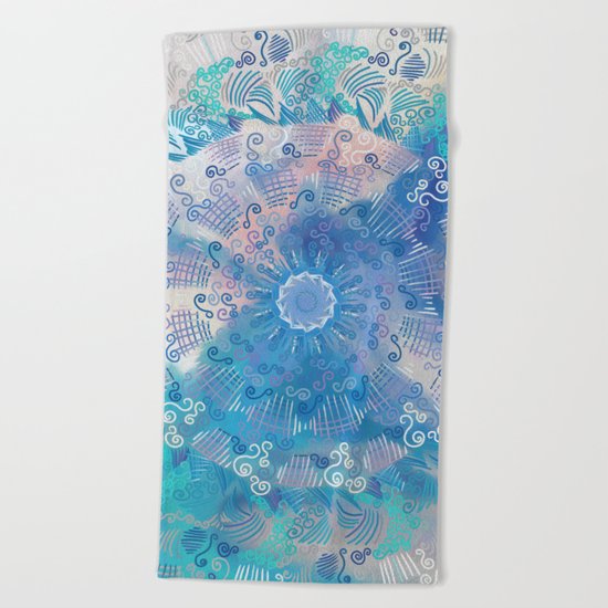 Tropical Mandala (blue) Beach Towel
