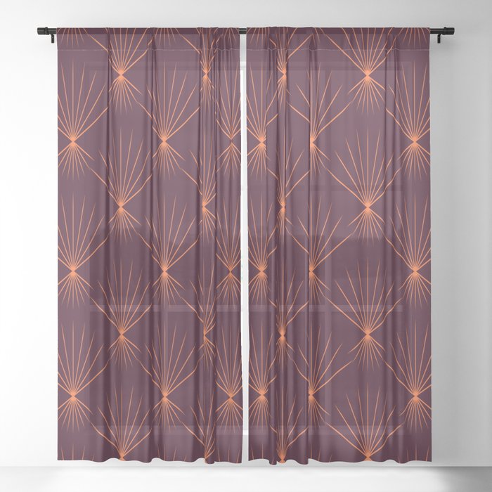 Elegant art deco geometric seamless pattern digital art.  Sheer Curtain