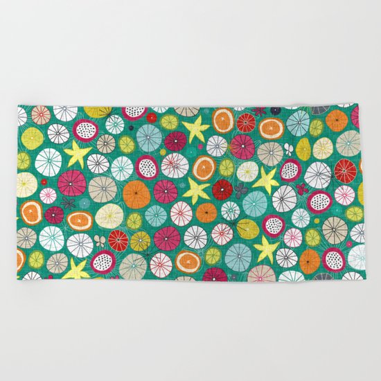 umbrellas jade Beach Towel
