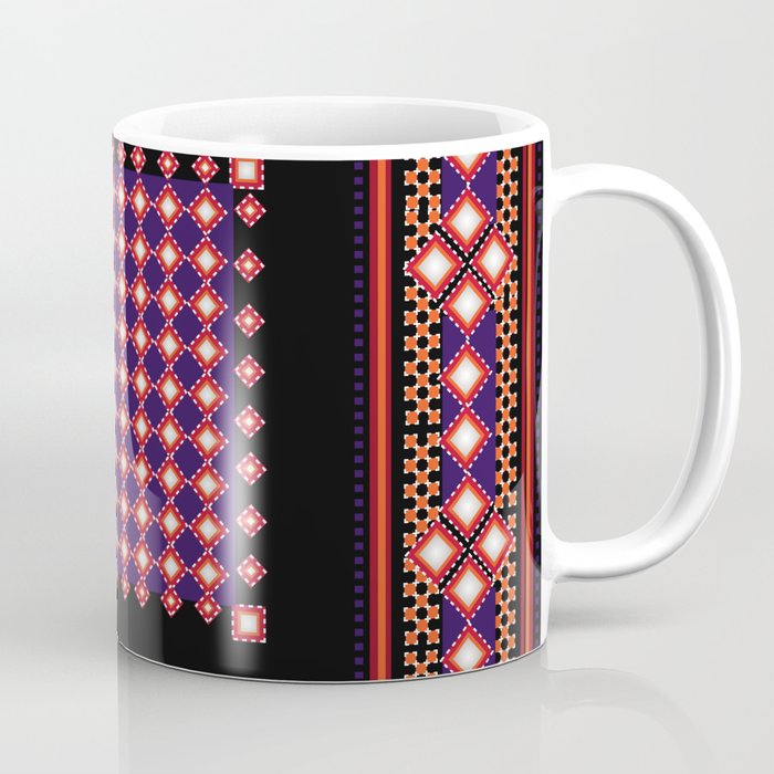 Geometric frame design, Traditional Embroidery pattern, seamless cultural folk art. Coffee Mug