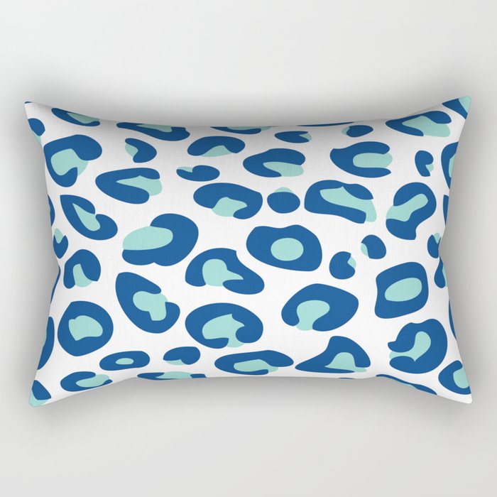 Blue Leopard Print Rectangular Pillow