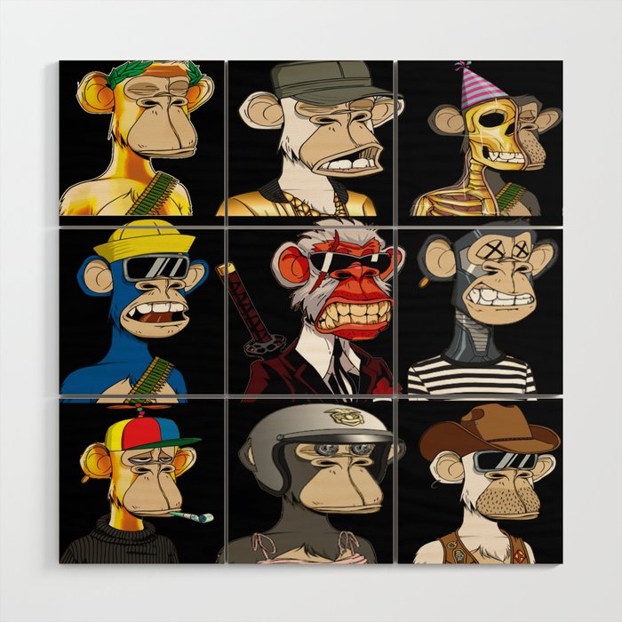 Bored Ape Yacht Club NFT Collection Wood Wall Art