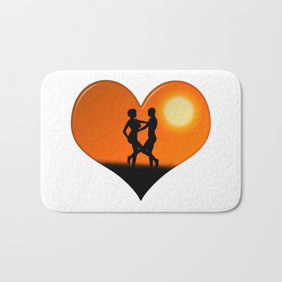 Sunset Dancing Couple Love Heart Bath Mat