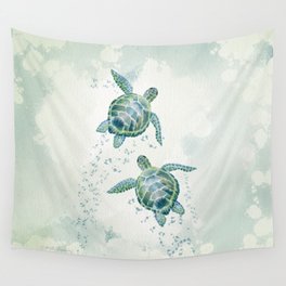 Two Sea Turtles  Wall Tapestry