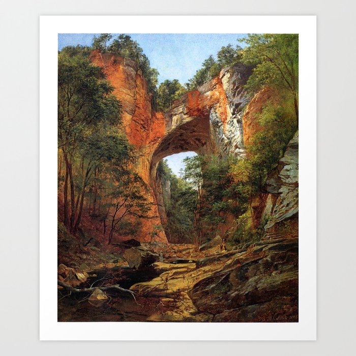 Natural Bridge 1860 By David Johnson | Reproduction | Romanticism Landscape Painter Art Print