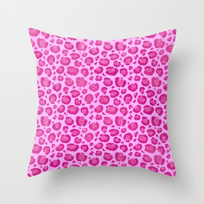 Hot Pink Leopard Print Throw Pillow by Rose Gold Society6