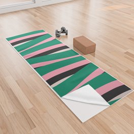 Pop Swirl Wavy Abstract Line Pattern Green Pink Black Yoga Towel