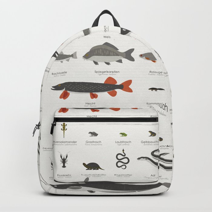 Water Animals and Fish Chart Guide Backpack