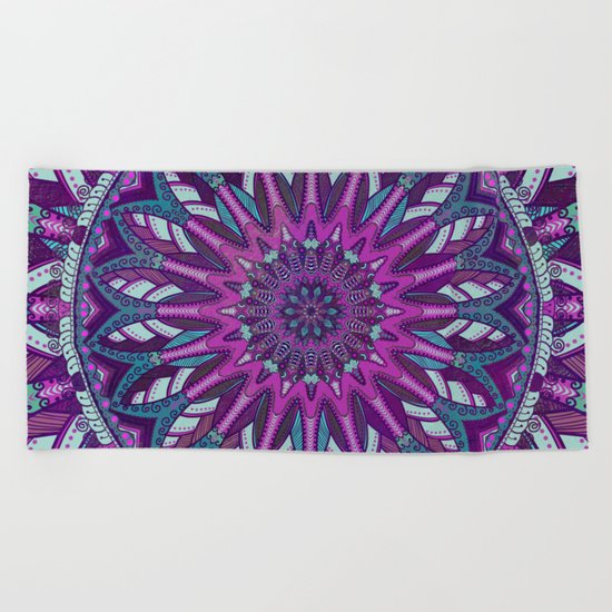 Iris Mandala 2 Beach Towel