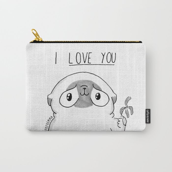 PUG Mochi - I love you Carry-All Pouch