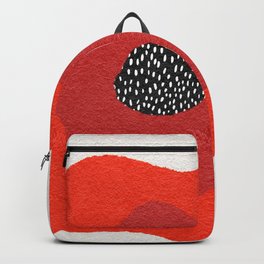 Bold red poppy flower in abstract mid century abstract block print style Backpack