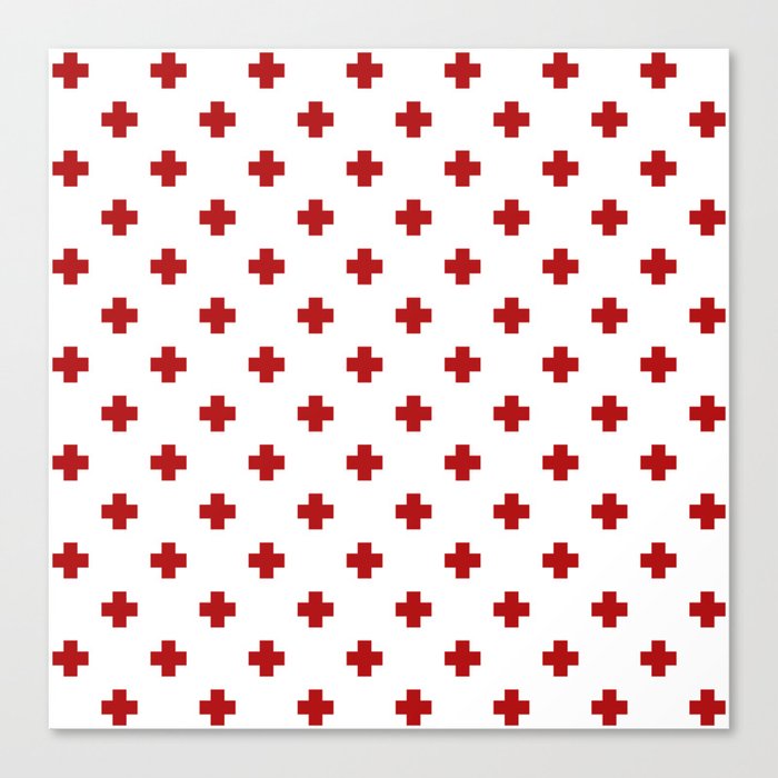Red Swiss Cross Pattern Canvas Print