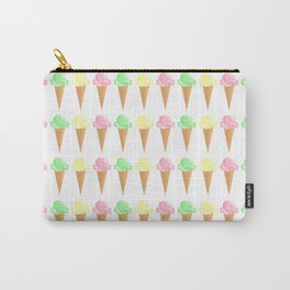 Vanilla, Mint, and Strawberry Ice Cream Cone Pattern Carry-All Pouch