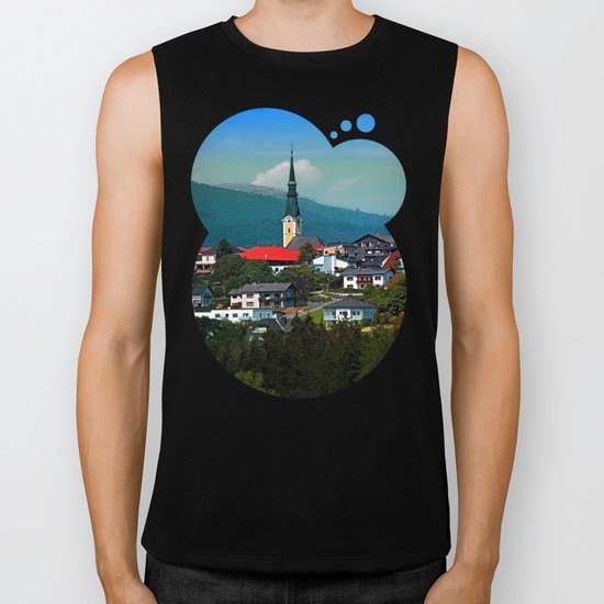 A village in autumn season Biker Tank