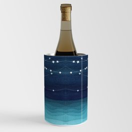 Garlands of stars, watercolor teal ocean Wine Chiller
