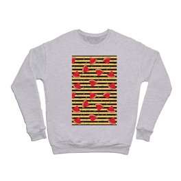 Watermelons pattern on a black background with stripes Crewneck Sweatshirt
