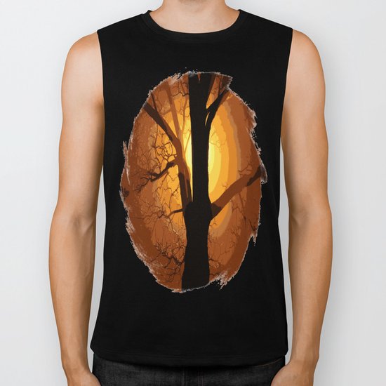 Sunset over the Tree I Biker Tank