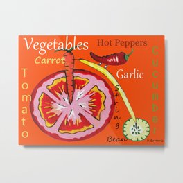 Vegetables Metal Print | Hotpepper, Veggies, Cucumber, Cuke, Vegetables, Painting, Carrot, Stringbean, Food, Health 